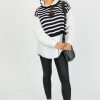 Blu Pepper 3/4 & Long Sleeve | Stripe Vest Layered Top, Black