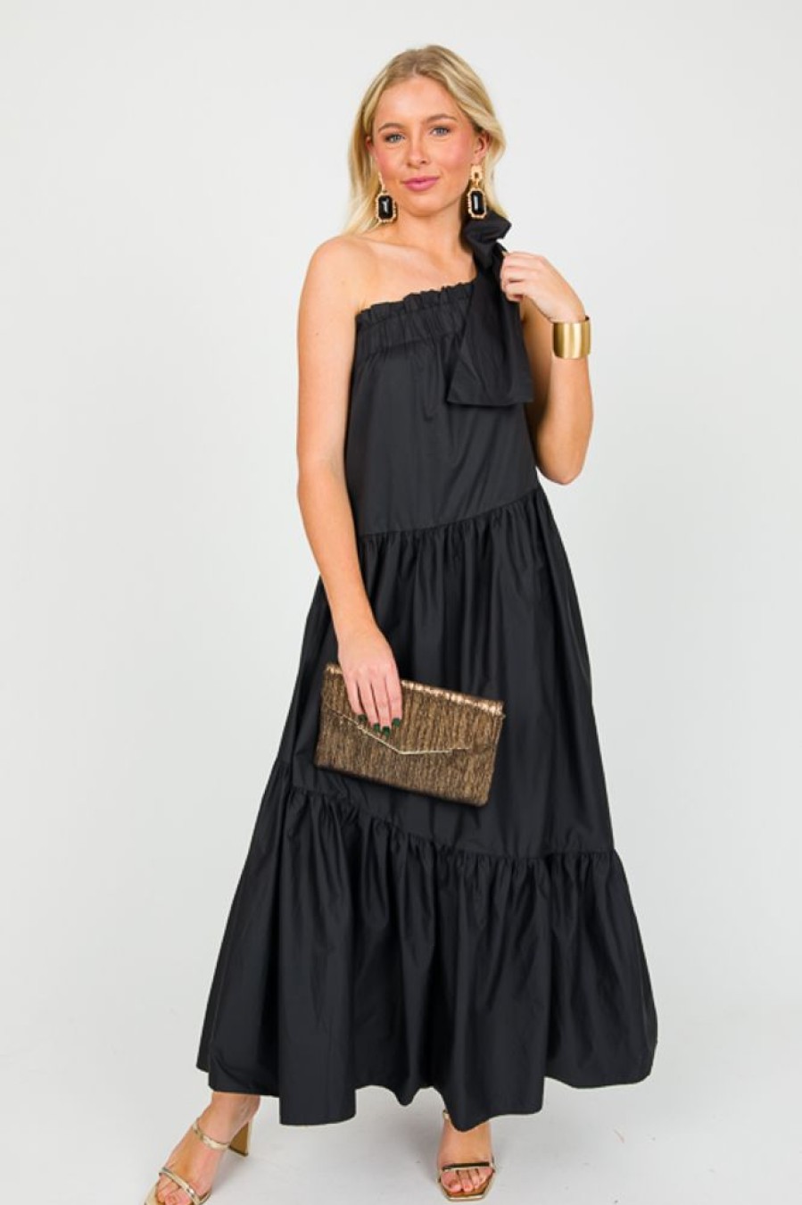 Mable Maxi & Midi | Bow One Shoulder Maxi, Black