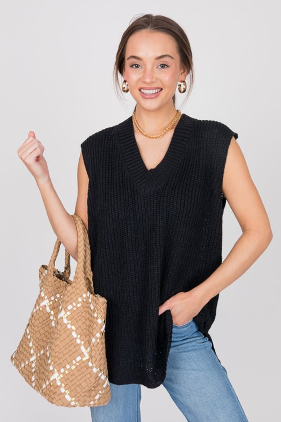 Gilli Short Sleeve & Sleeveless | Sleeveless Sweater Tunic, Black