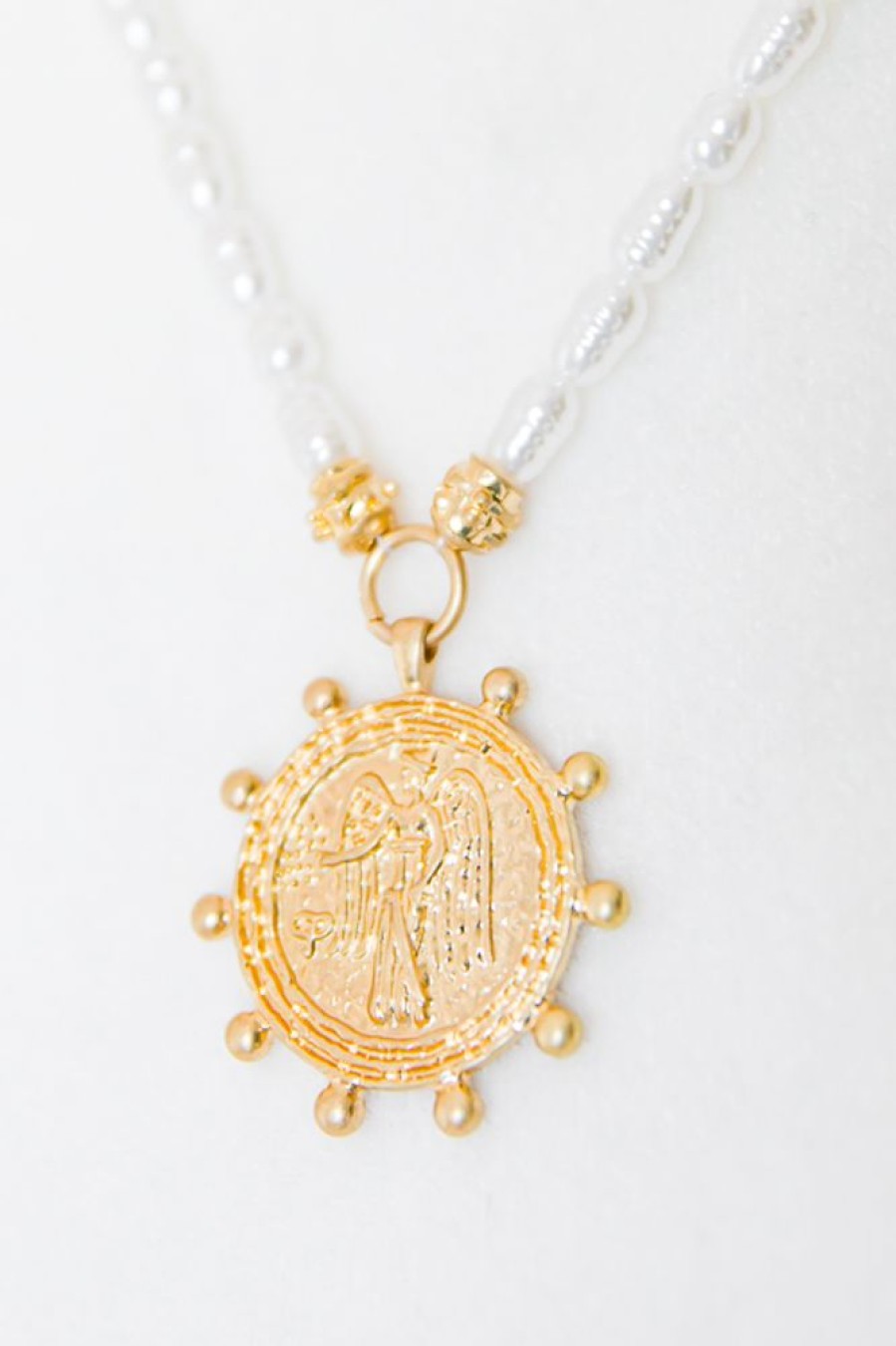 Golden Stella Jewelry | Coin Pendant & Pearl Necklace