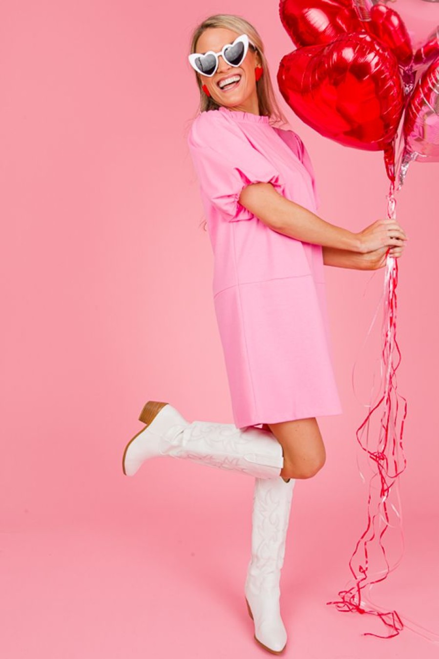 Thml Dresses W/ Sleeves | Puff Sleeve Knit Dress, Pink