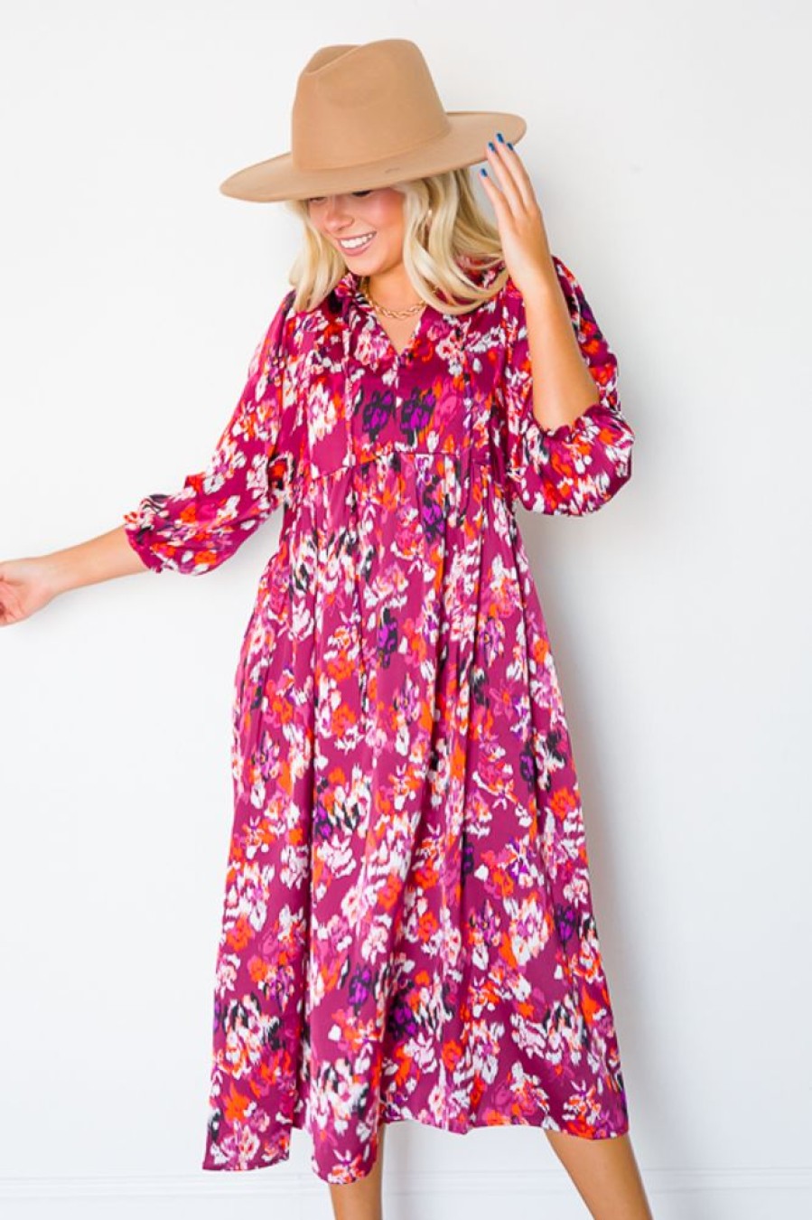 Umgee Maxi & Midi | Abstract Babydoll Midi, Magenta