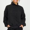 Bucketlist 3/4 & Long Sleeve | Bubble Texture Pullover, Black