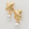 Golden Stella Jewelry | Crisscross & Pearl Earrings