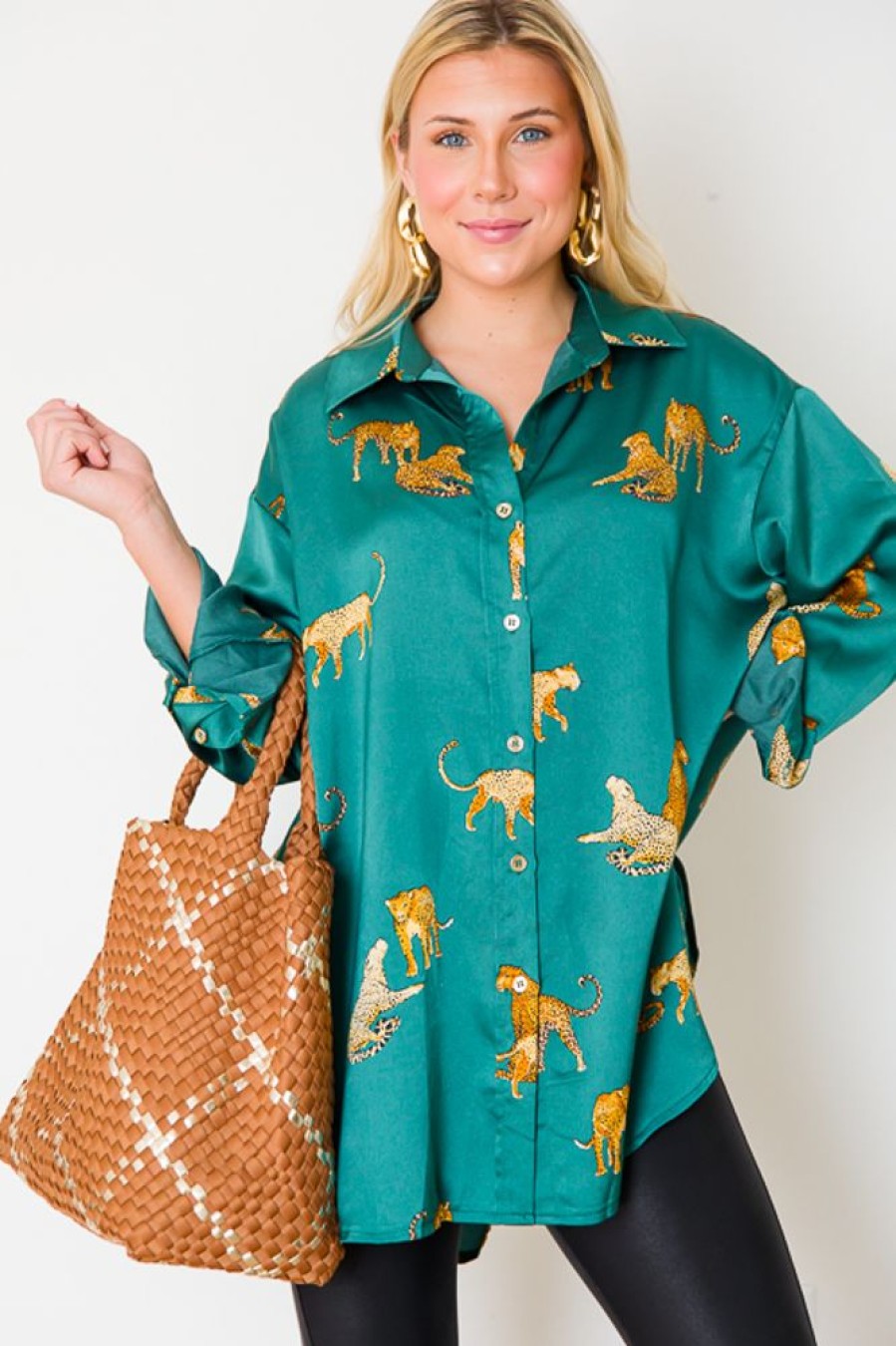 Entro 3/4 & Long Sleeve | Cheetah Tunic Shirt, H. Green