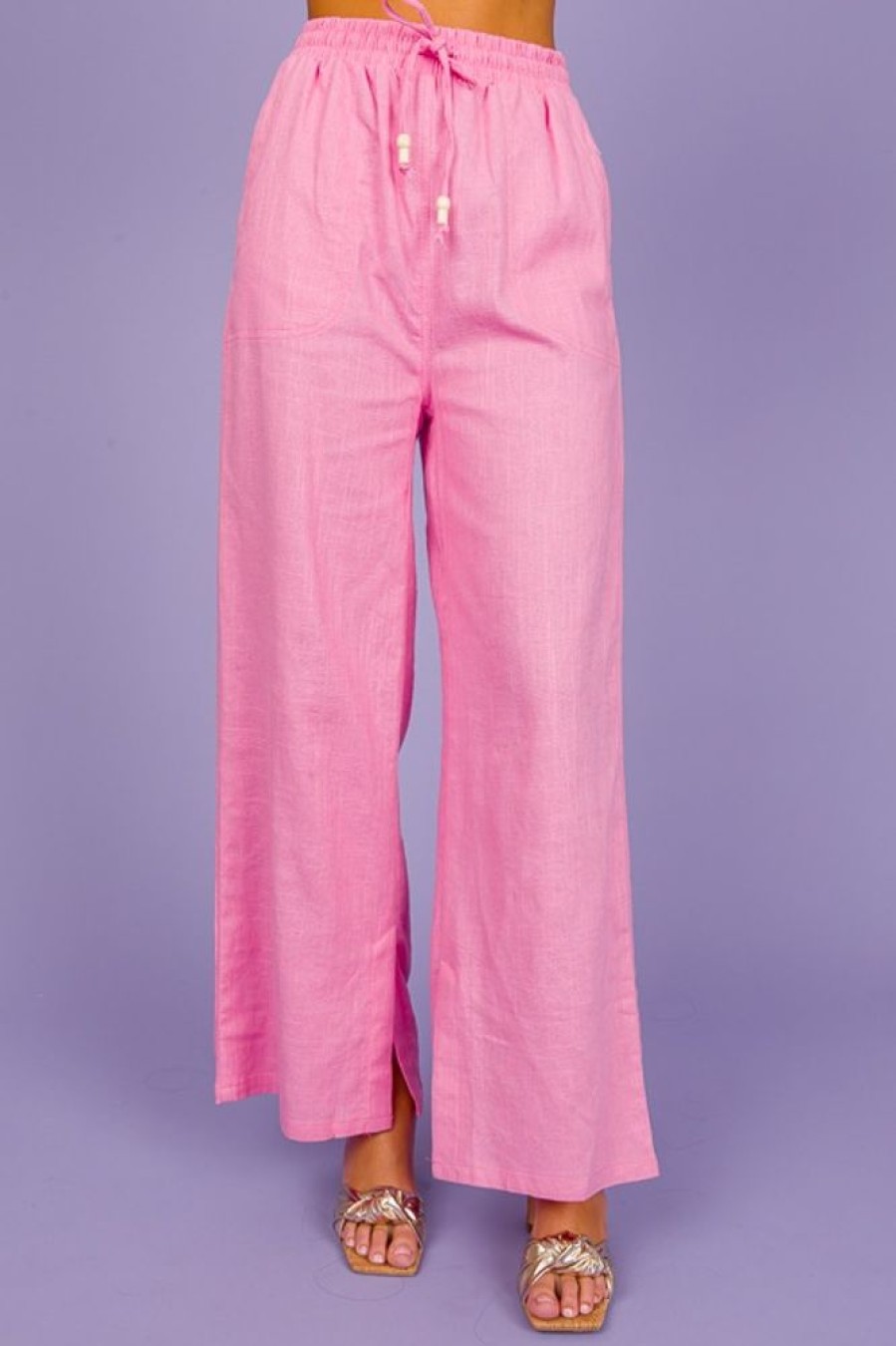 Very J Pants & Leggings | Jamie Linen Pants, Pink