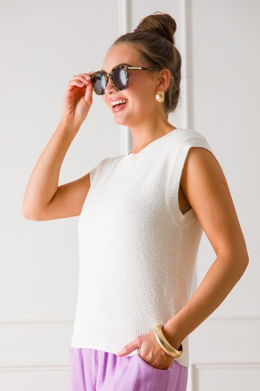 Staccato Short Sleeve & Sleeveless | Westin Sleeveless Sweater, Ivory