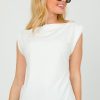 Fun 2 Fun Short Sleeve & Sleeveless | Boat Neck Knit Top, Ivory