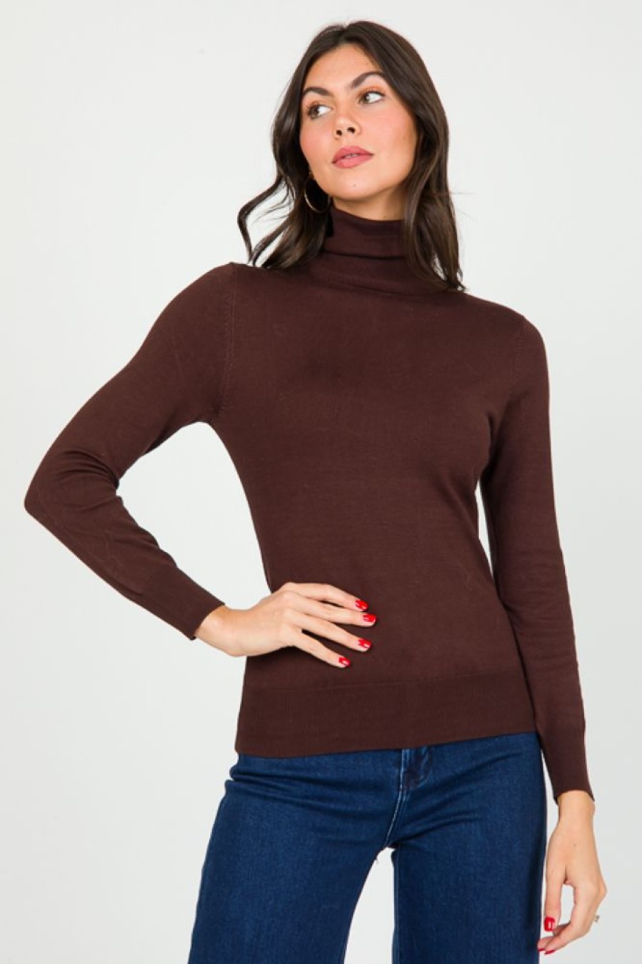 Cielo 3/4 & Long Sleeve | Simple Turtleneck, Brown