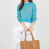 Veveret 3/4 & Long Sleeve | Ollie Stripe Sweater, Sky Blue