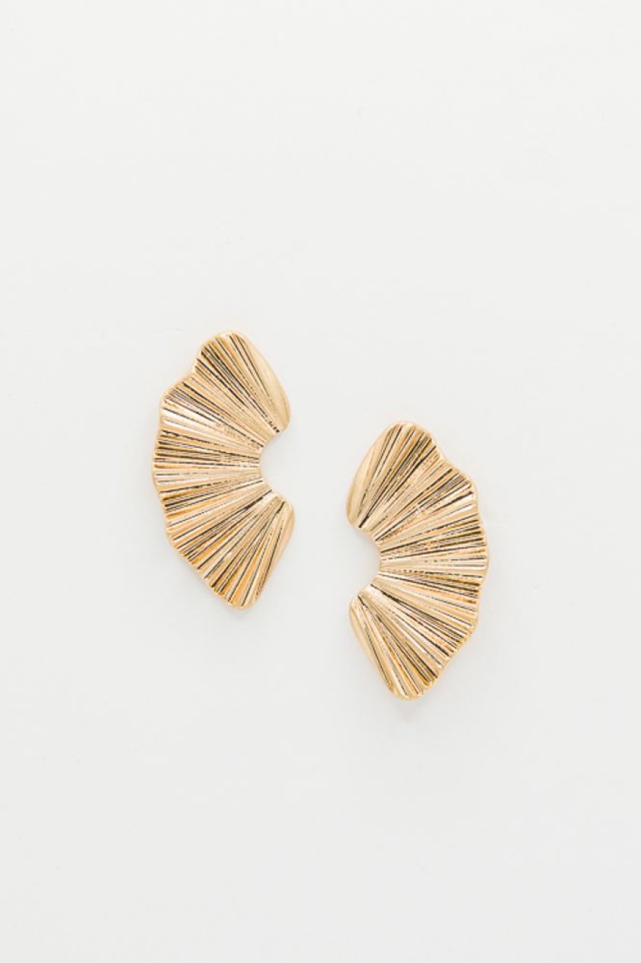 Golden Stella Jewelry | Fan Metal Earrings, Gold