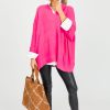 &merci 3/4 & Long Sleeve | V-Neck Pullover Sweater, Candy Pink