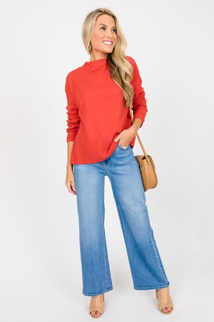 tres bien 3/4 & Long Sleeve | Pumpkin Spice Knit Top, Rust