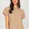 See and Be Seen Short Sleeve & Sleeveless | Textured Checks Pullover, Tan