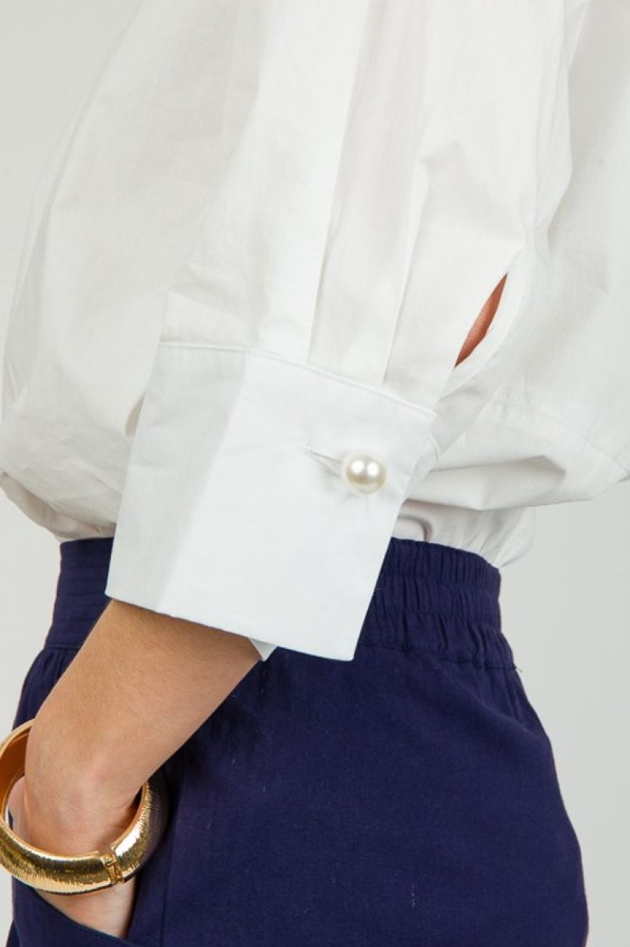 Entro 3/4 & Long Sleeve | Pearl Button Shirt, White