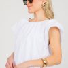 Pinch Short Sleeve & Sleeveless | Bubble Hem Top, White