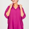 Easel Short Sleeve & Sleeveless | Khloe Oversize Shirt, Vivi Magenta