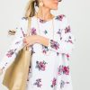 Staccato 3/4 & Long Sleeve | Floral Print Pocket Sweater, Ivory