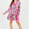 Jodifl Dresses W/ Sleeves | Painted Floral Dress, Fuchsia