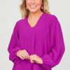 Jodifl 3/4 & Long Sleeve | Novi Blouse, Magenta