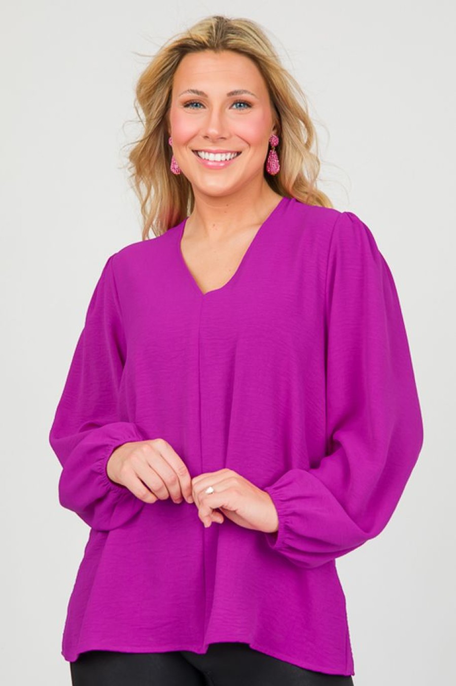 Jodifl 3/4 & Long Sleeve | Novi Blouse, Magenta