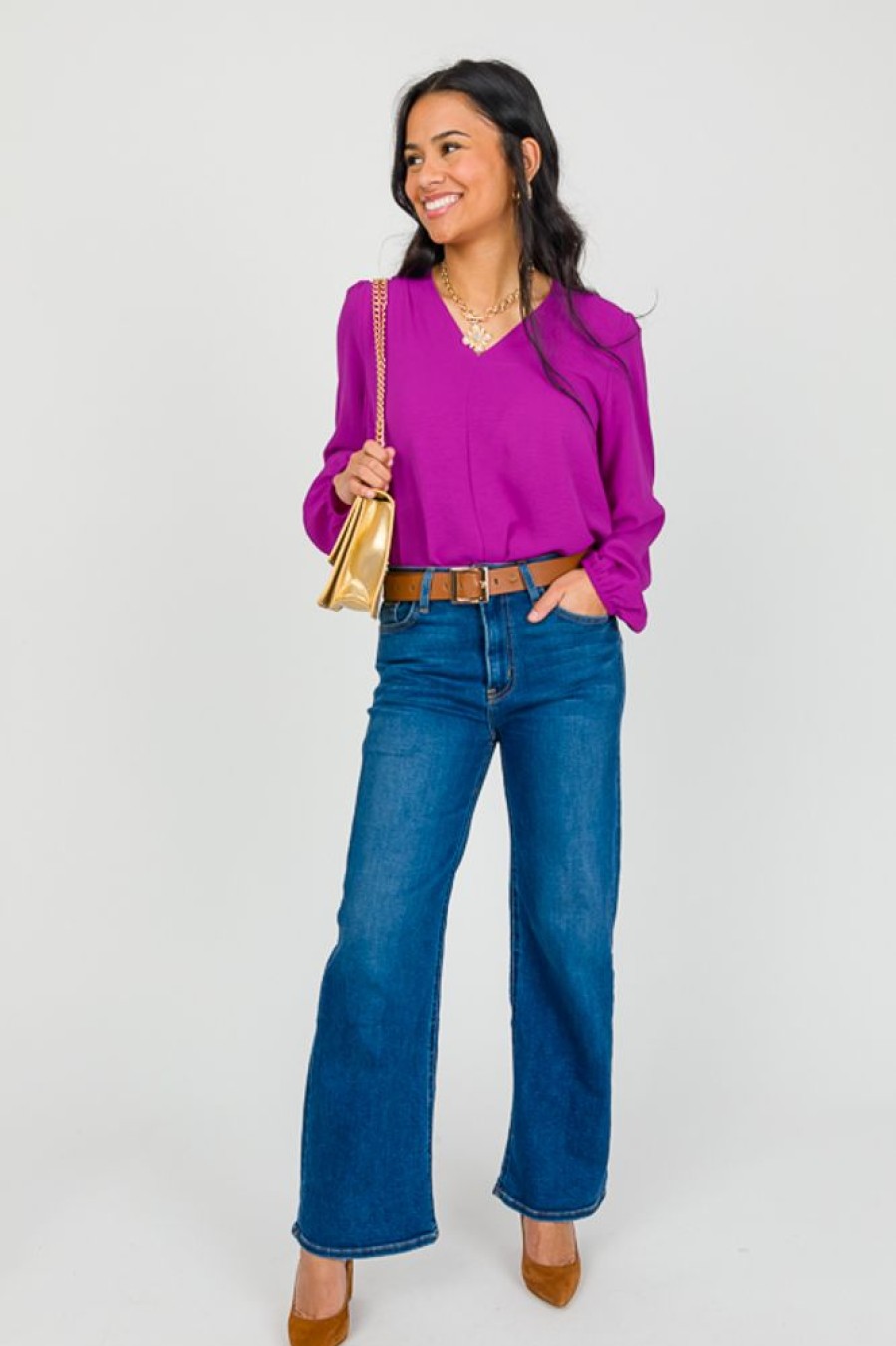 Jodifl 3/4 & Long Sleeve | Novi Blouse, Magenta