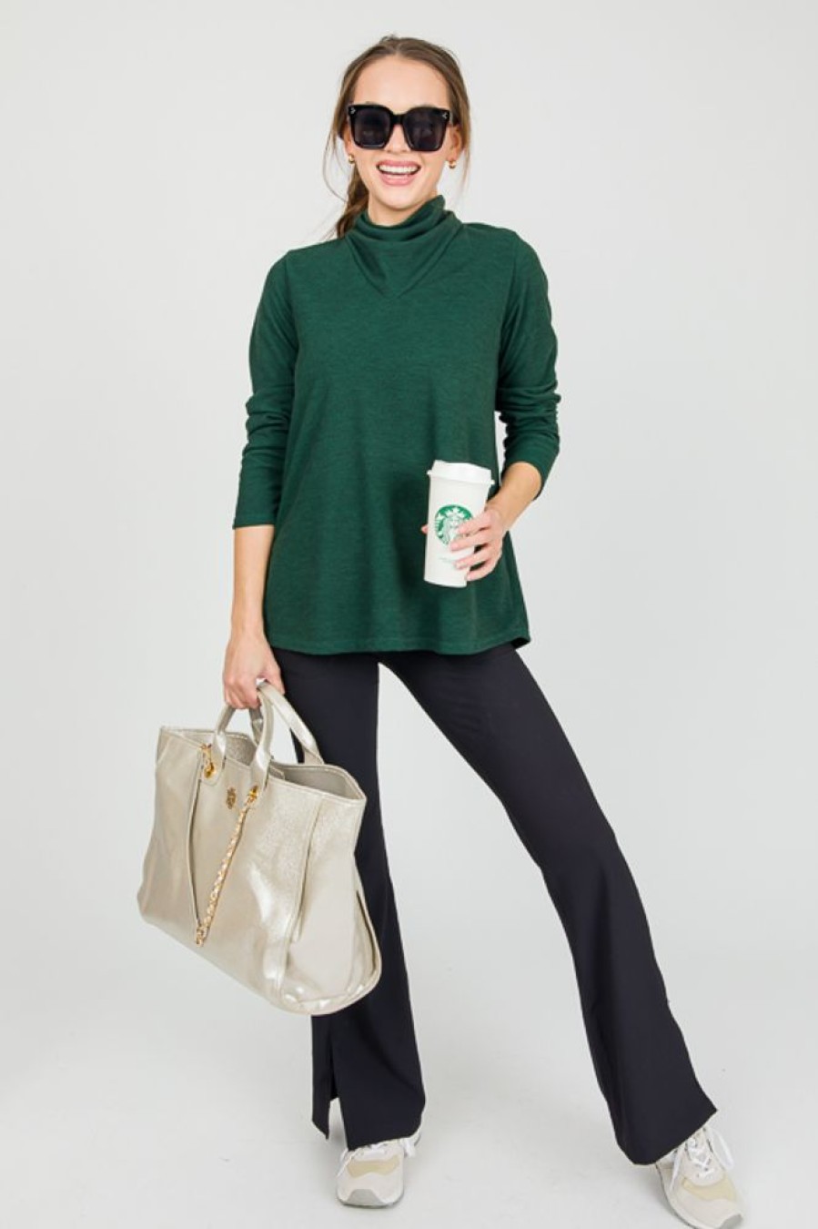 Aluvina 3/4 & Long Sleeve | Georgina Cowl Turtleneck, Hunter