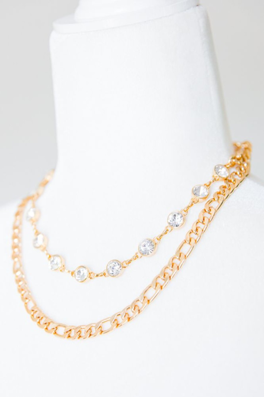 Golden Stella Jewelry | Crystal Chain Necklace, Gold