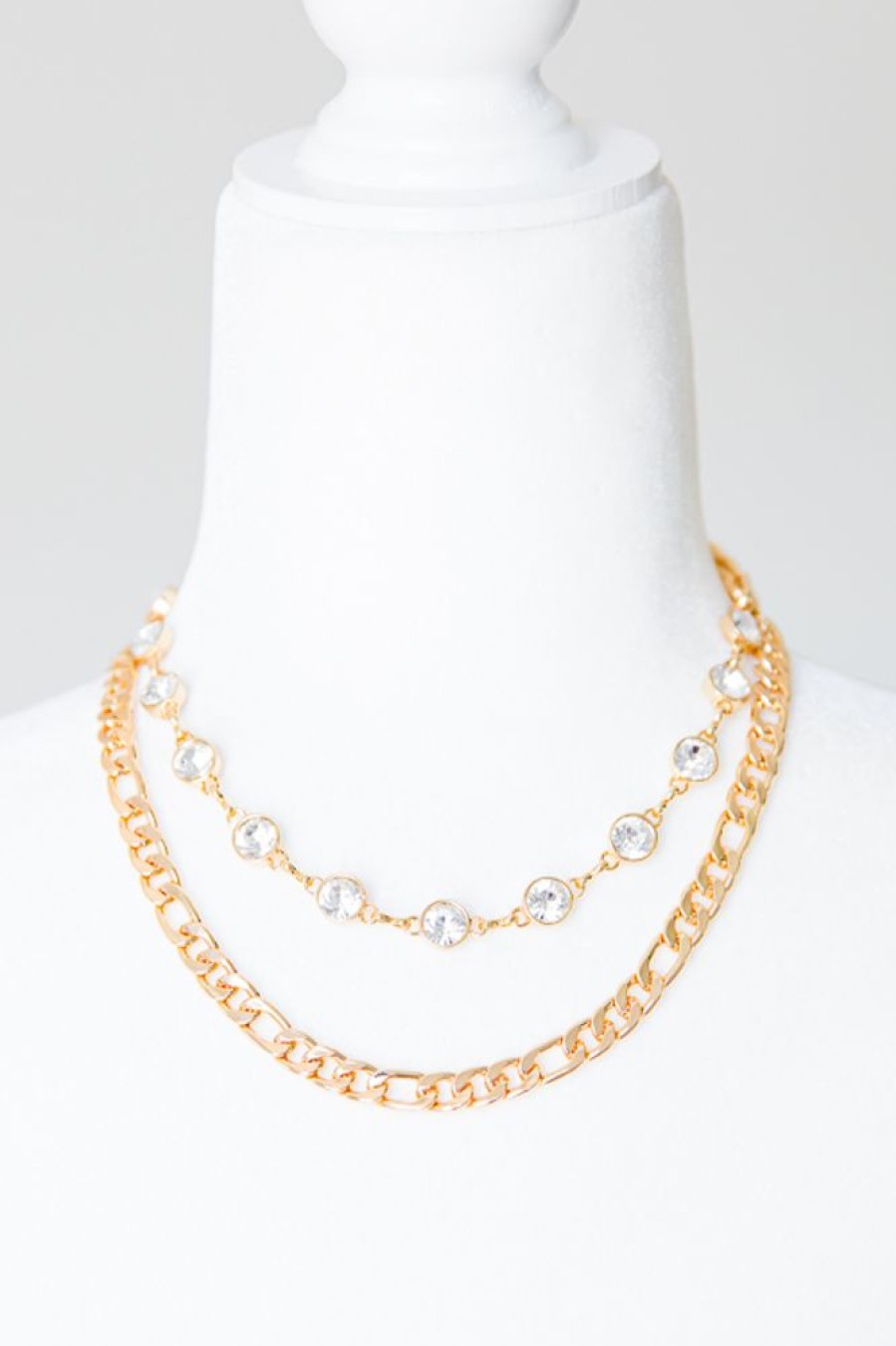 Golden Stella Jewelry | Crystal Chain Necklace, Gold