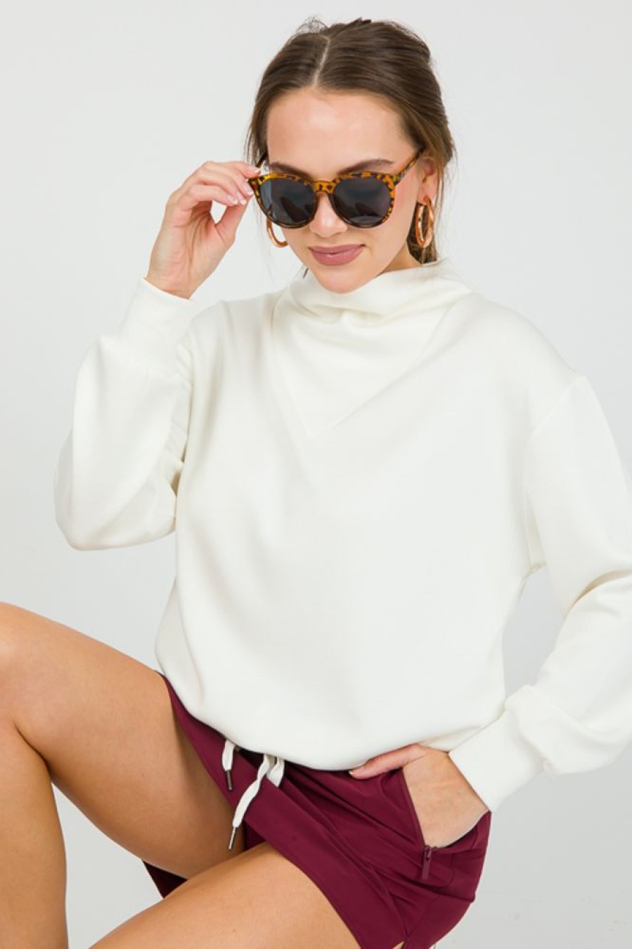 See and Be Seen 3/4 & Long Sleeve | Draw Hem Soft Pullover, Cream