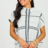 Gilli Short Sleeve & Sleeveless | Plaid Sleeveless Sweater, White/Black