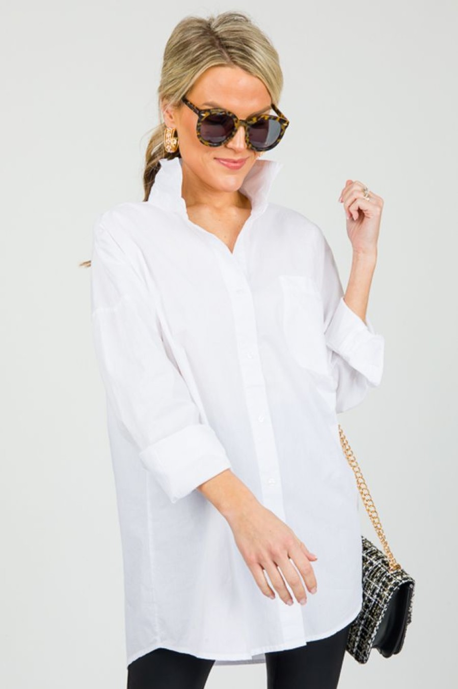 Veracci 3/4 & Long Sleeve | Oversize White Button Down