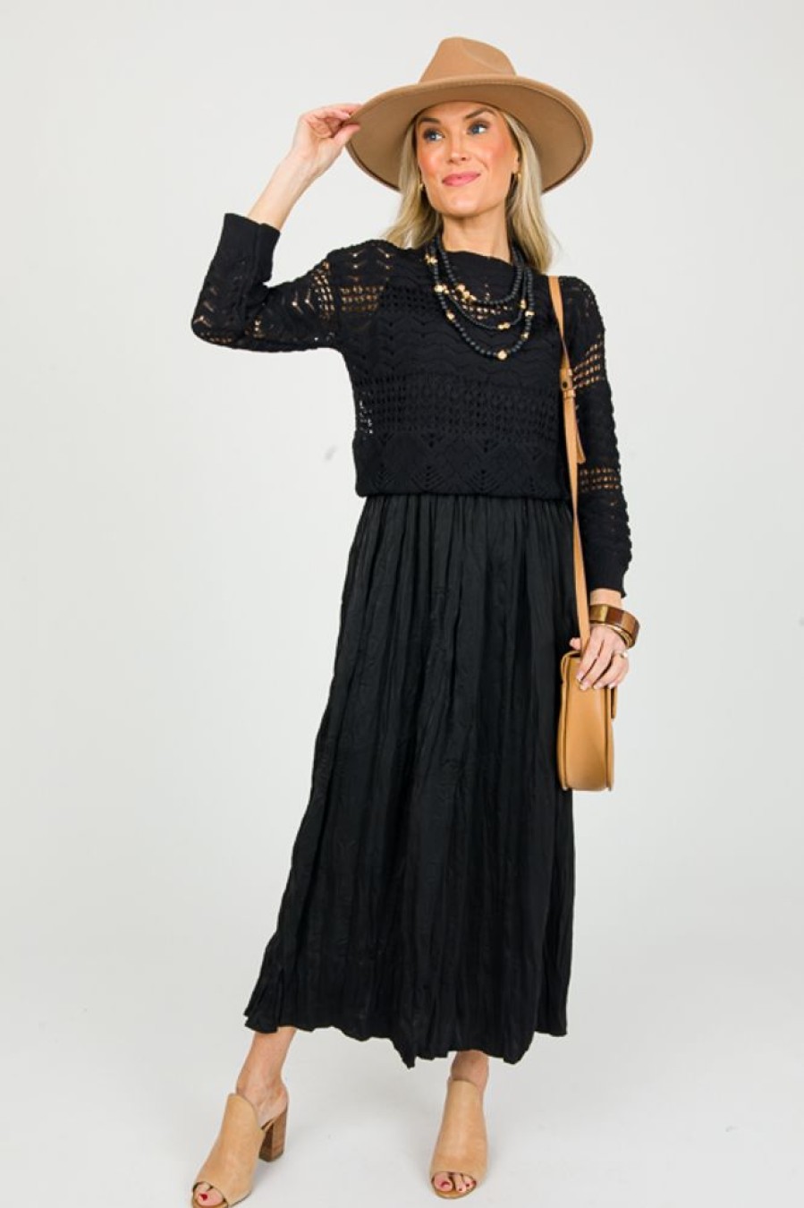 Current Air Maxi & Midi | Sweater Maxi Set, Black