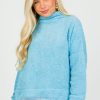 Very J 3/4 & Long Sleeve | Fuzzy Soft Mock Pullover, Blue