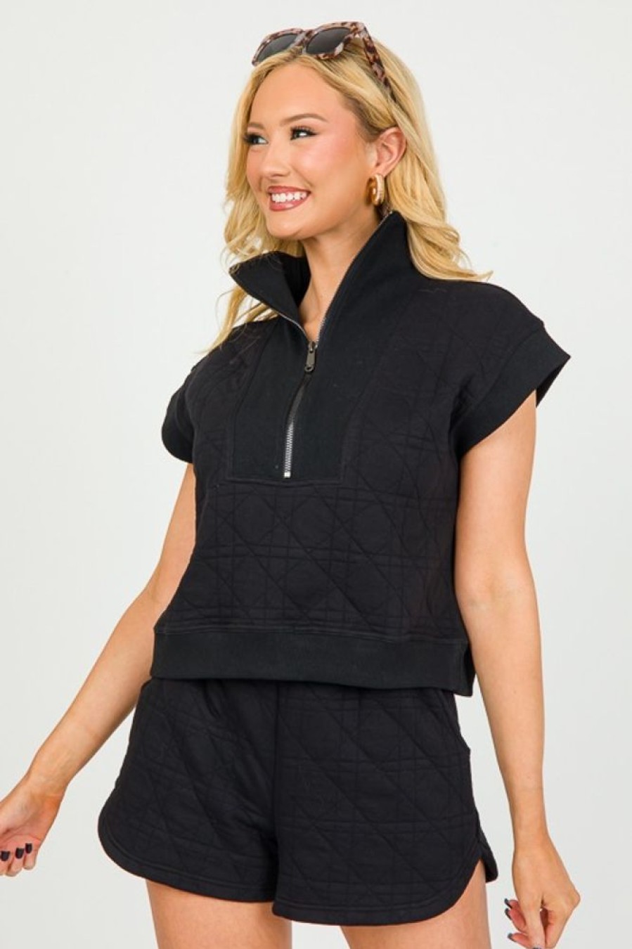 Entro Shorts | Quilted Shorts Set, Black