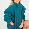 Davi & Dani Jackets / Coats / Vests / Blazers | Contrast Fleece Jacket, Teal