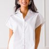 Pinch Short Sleeve & Sleeveless | Layered Shoulder Button Up, White