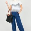 Entro Short Sleeve & Sleeveless | Gina Stripe Sweater, Navy