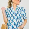 Thml Short Sleeve & Sleeveless | Blue Hydrangea Button Top