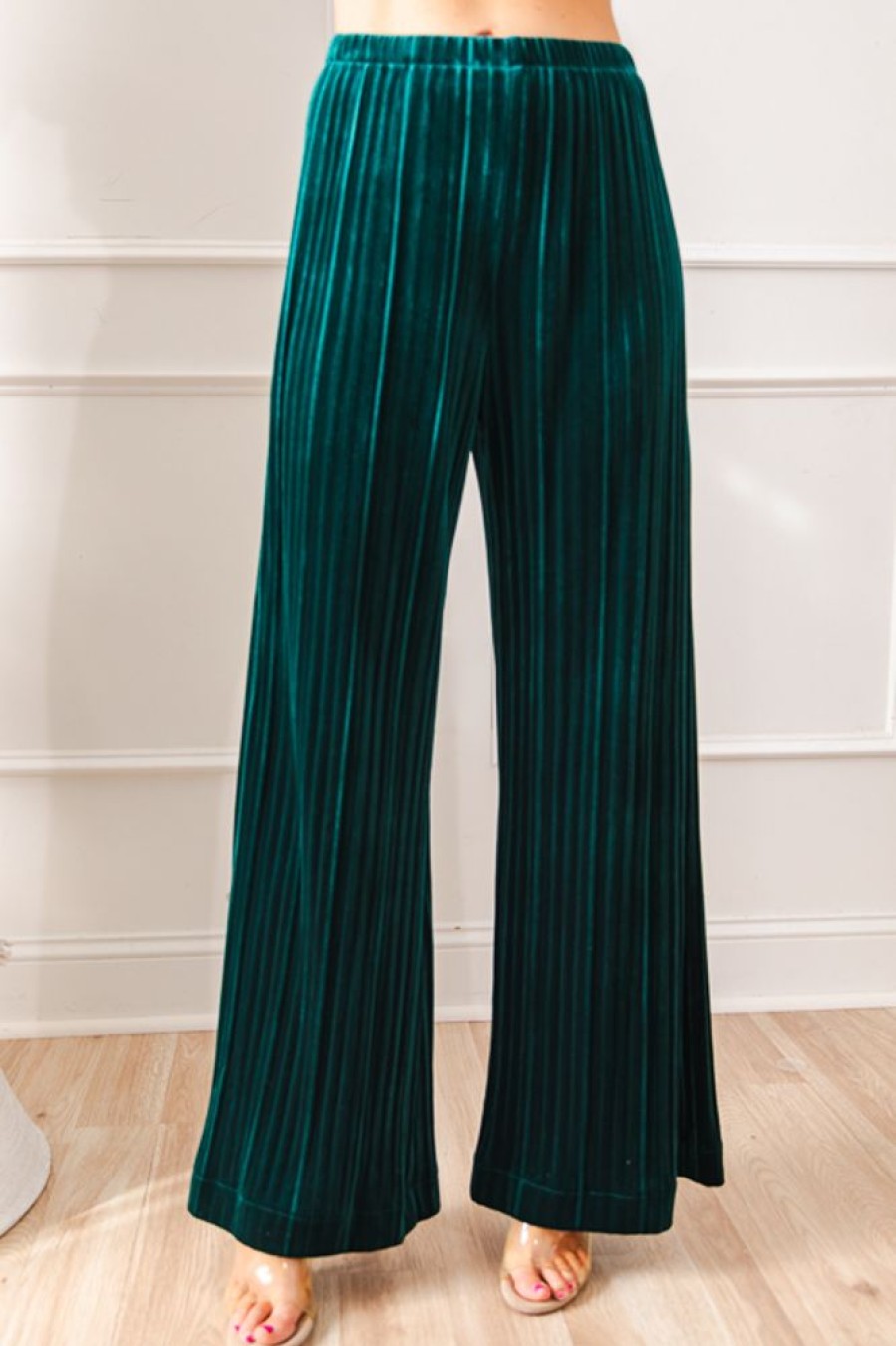 See and Be Seen Pants & Leggings | Pleated Velvet Pants, Forest