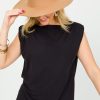 Fun 2 Fun Short Sleeve & Sleeveless | Boat Neck Knit Top, Black