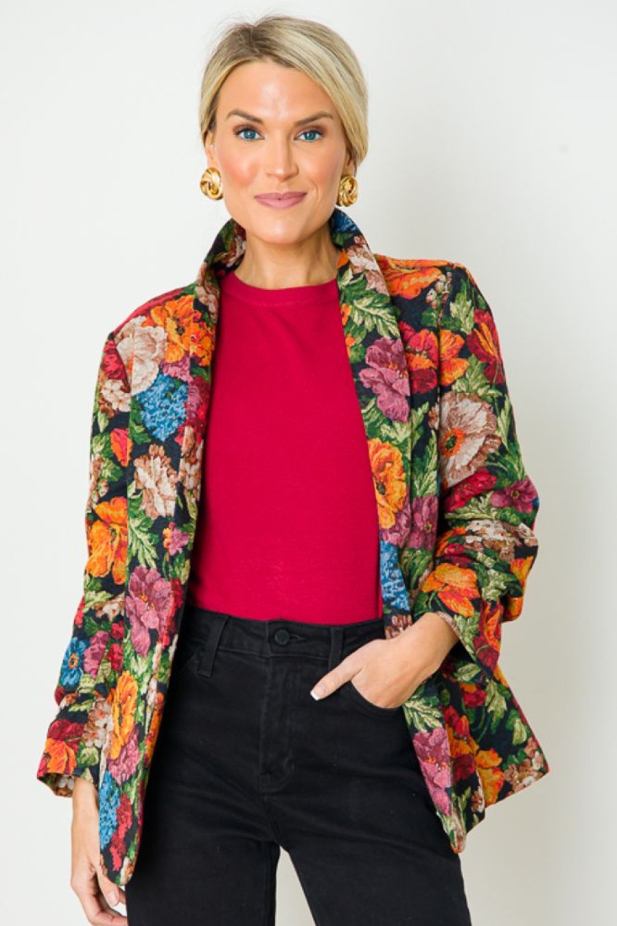 Eesome Jackets / Coats / Vests / Blazers | Floral Blazer, Black