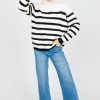 Main Strip Appareal 3/4 & Long Sleeve | Joan Stripe Sweater, White/Black