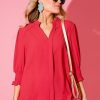 Umgee 3/4 & Long Sleeve | Angelina Blouse, Orange Red