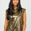 If she loves Short Sleeve & Sleeveless | Metallic Muscle Tank, Black/Gold