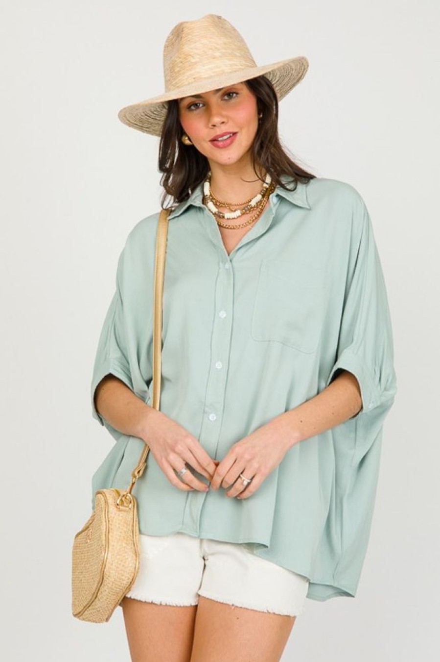 First Love Short Sleeve & Sleeveless | Oversize Dolman Shirt, Sage