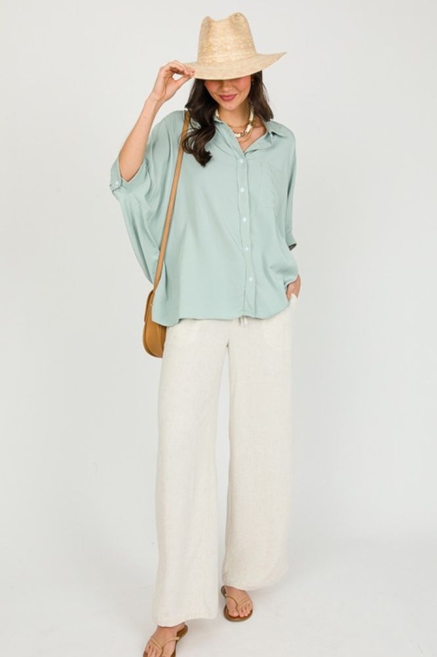 First Love Short Sleeve & Sleeveless | Oversize Dolman Shirt, Sage