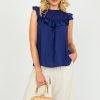 Umgee Short Sleeve & Sleeveless | Ramona Ruffle Top, Navy