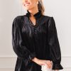 Umgee 3/4 & Long Sleeve | Glynn Velvet Top, Black