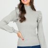 &merci 3/4 & Long Sleeve | Ruffle Rib Turtleneck, H. Grey